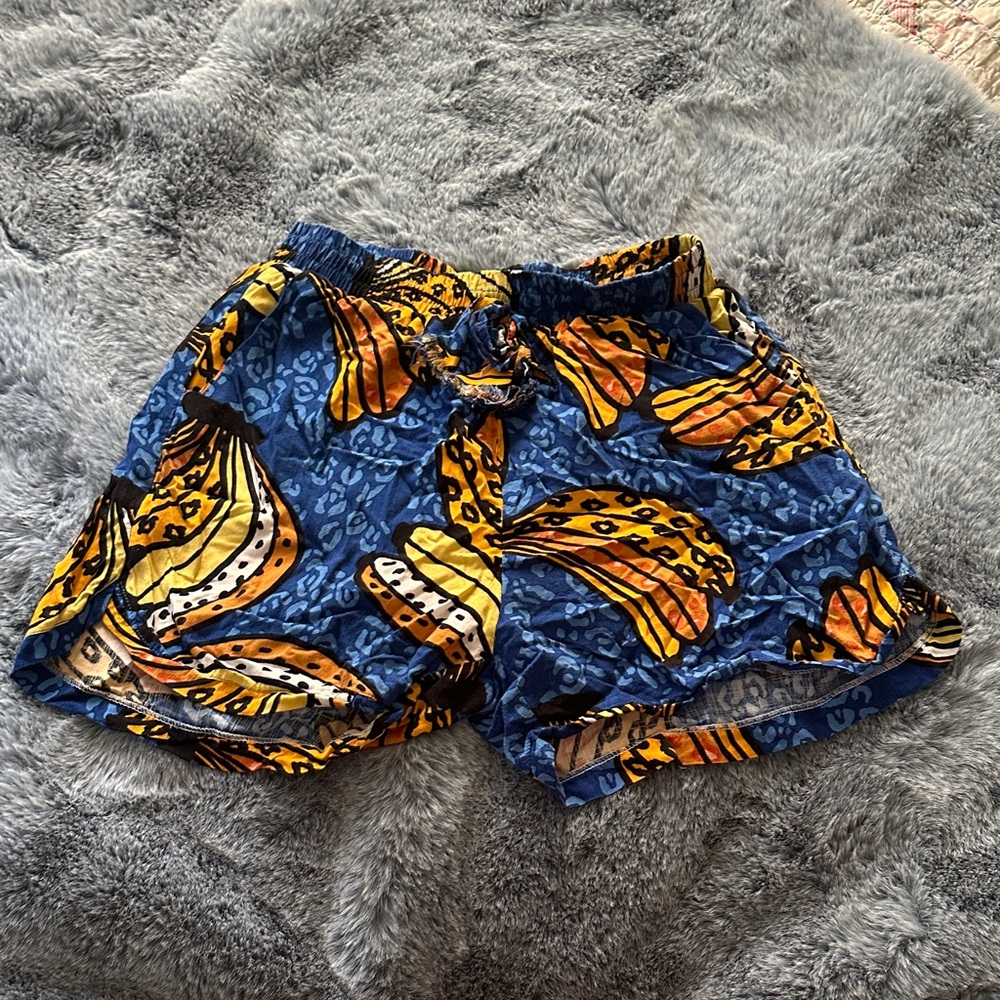 FARM Rio Blue & Yellow Tropical Print High Waist Shorts